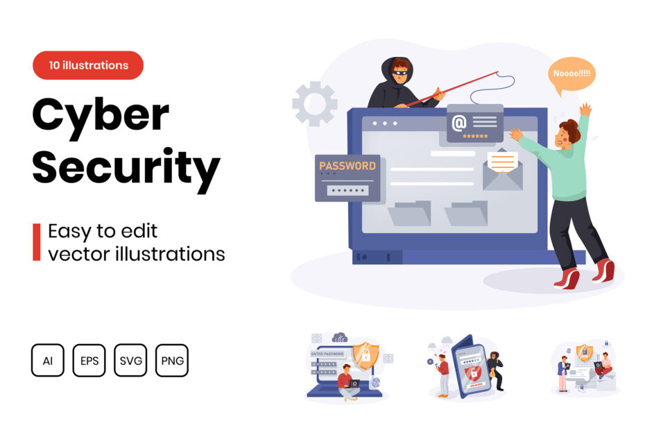 Cybersecurity concept showing digital data protection and online security