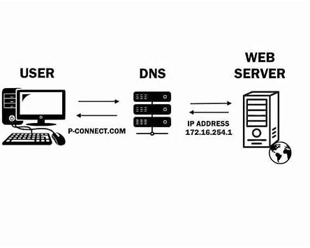 DNS system translating domain names into server addresses