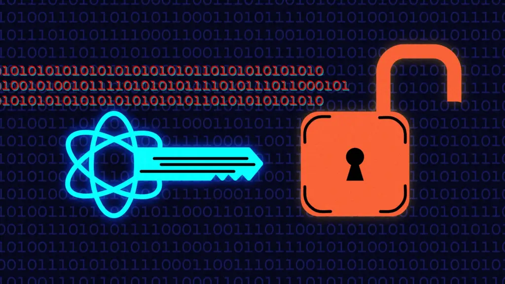 Quantum-resistant cryptography concept showing enterprise data protection against future quantum computing threats

