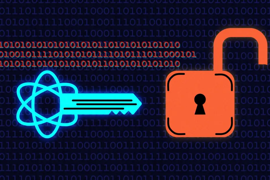 Quantum-resistant cryptography concept showing enterprise data protection against future quantum computing threats